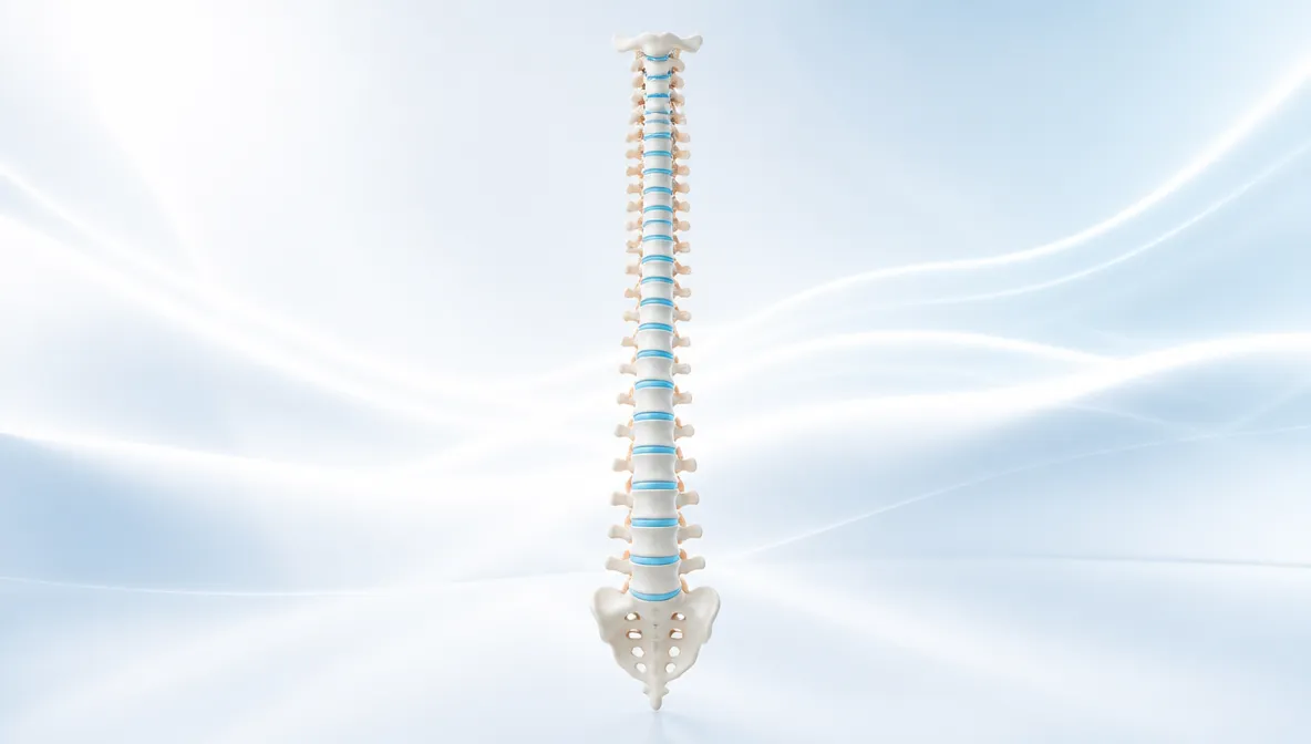 Render 3D de columna vertebral completa y bien alineada, concepto de quiropráctica